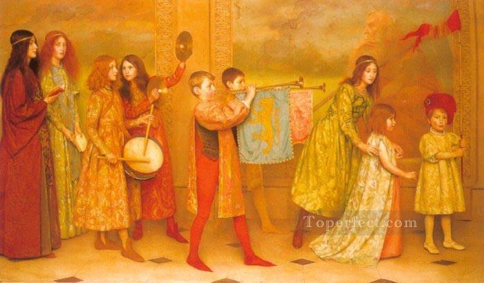 The Pageant Of Childhood Pre Raphaelite Thomas Cooper Gotch Oil Paintings